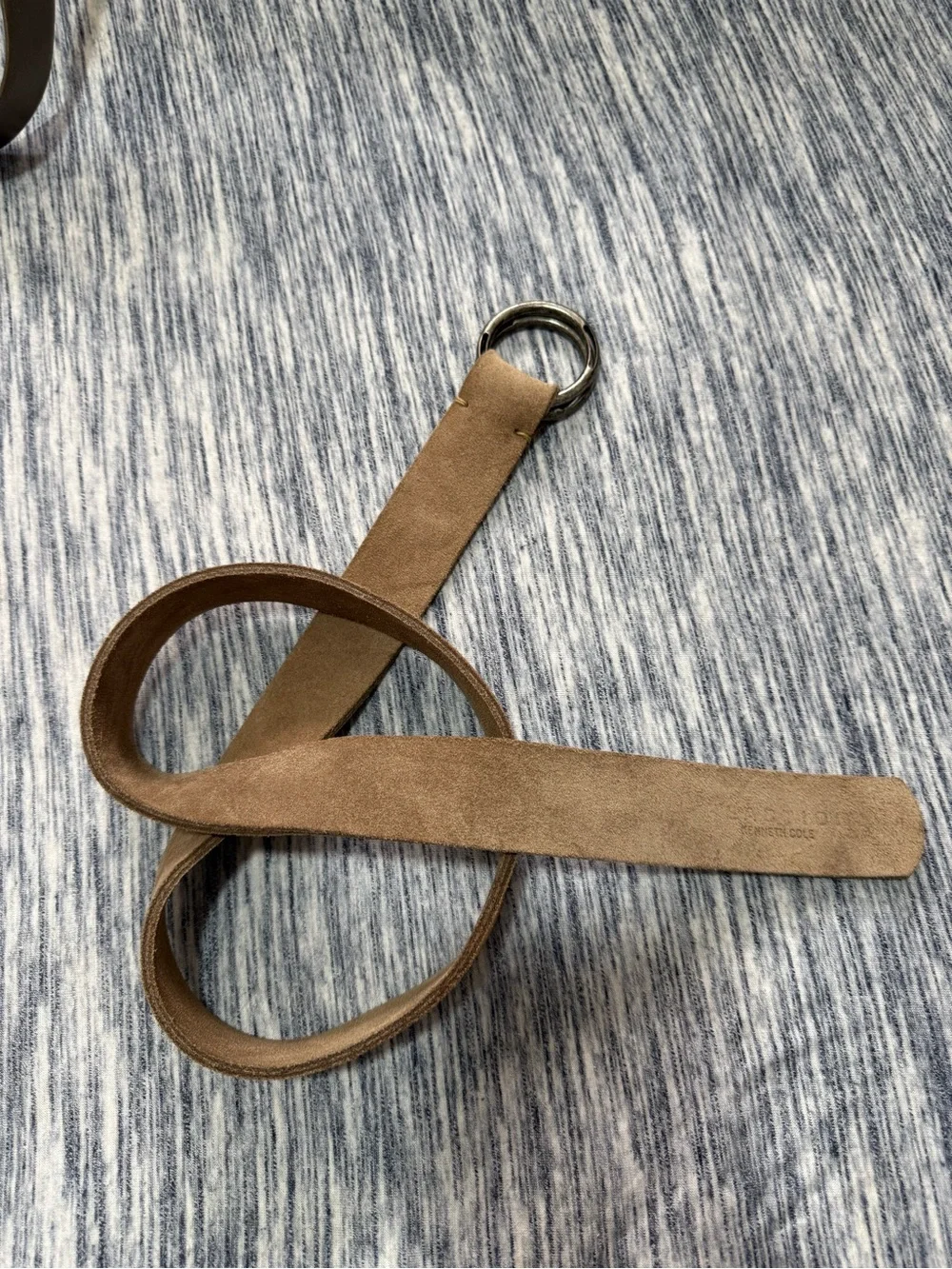 Kenneth Cole Brown Suede Double O-Ring Belt
